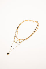 Collana a fili multipli con pendenti oro & nero