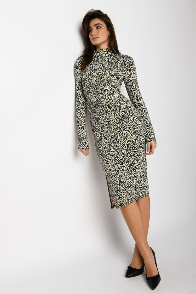 Abito midi a stampa leopardata
