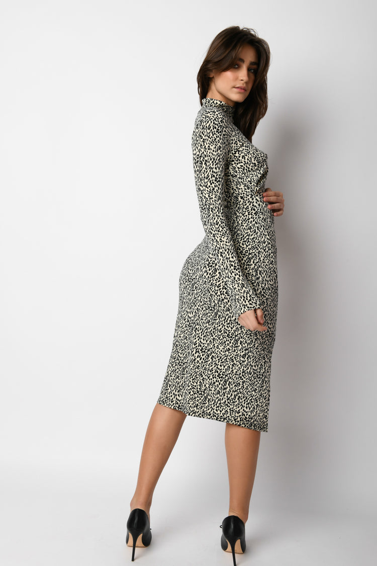 Abito midi a stampa leopardata