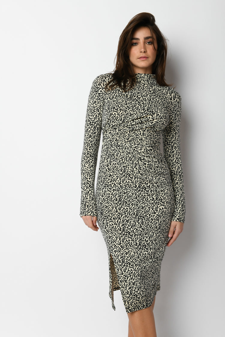 Abito midi a stampa leopardata