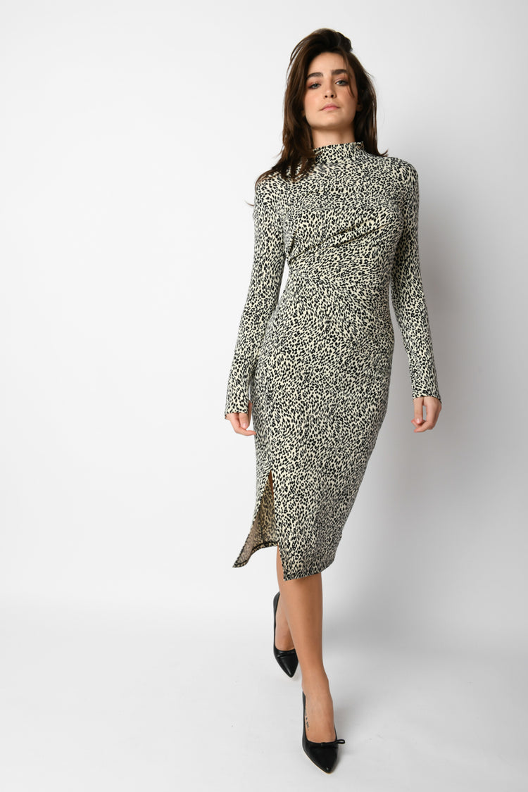 Abito midi a stampa leopardata
