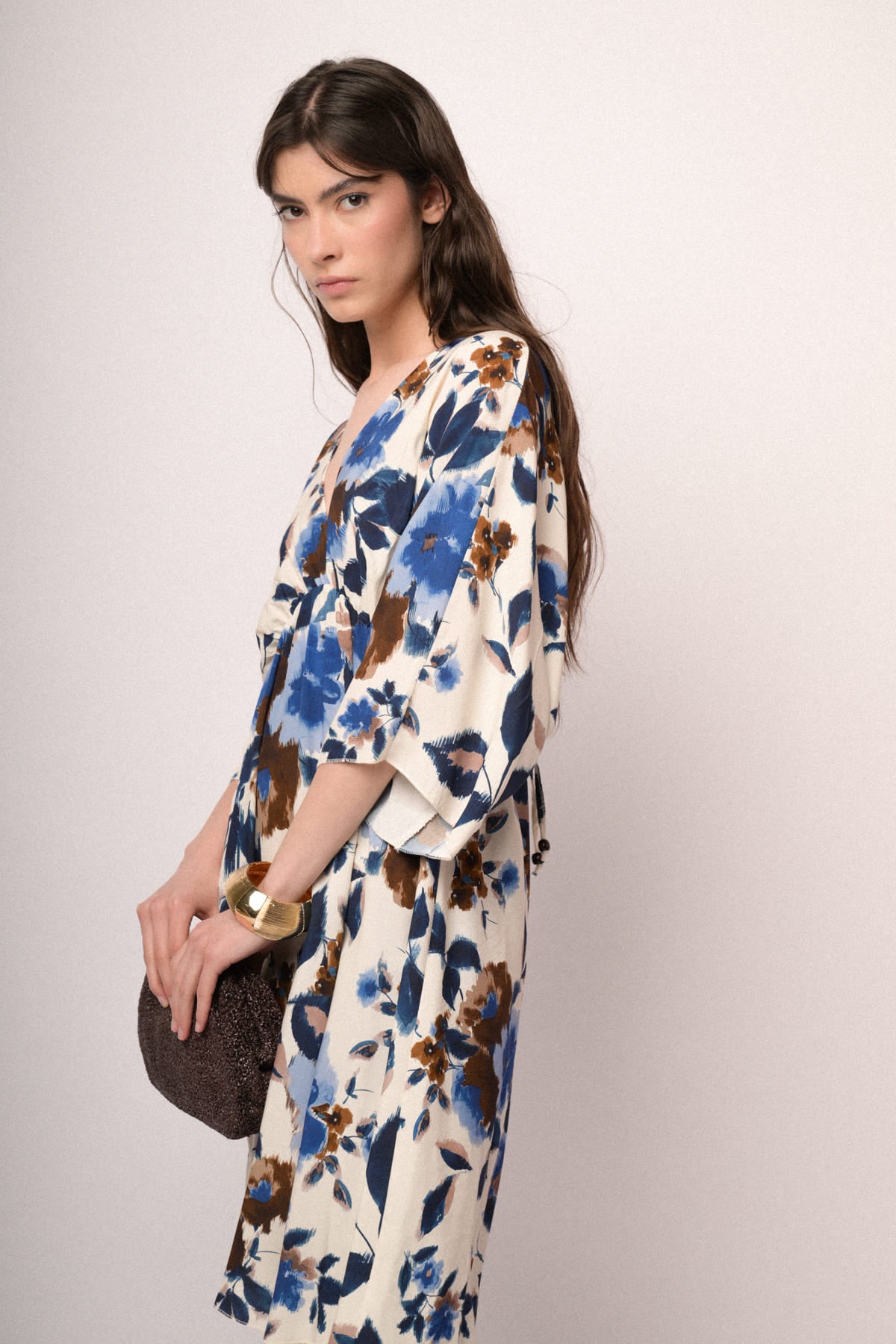 Abito corto kimono fantasia fiore