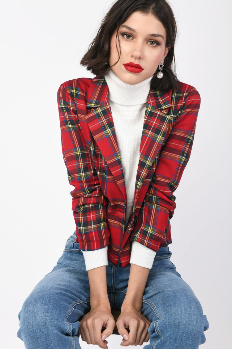 Blazer con motivo tartan