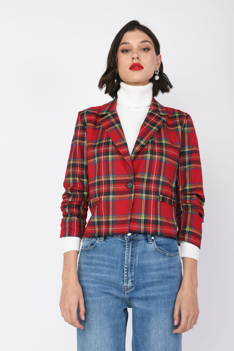 Blazer con motivo tartan