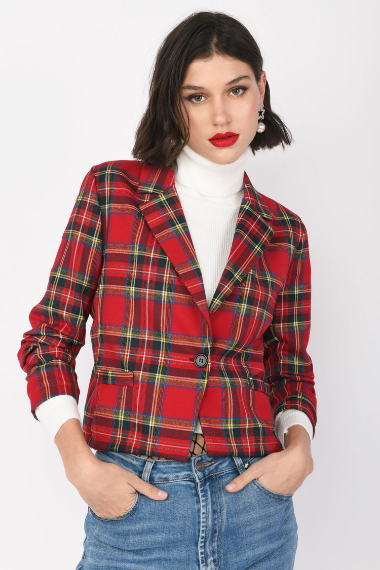 Blazer con motivo tartan