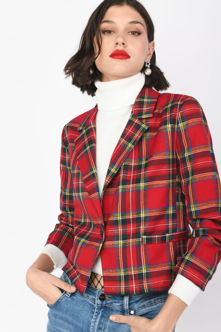 Blazer con motivo tartan