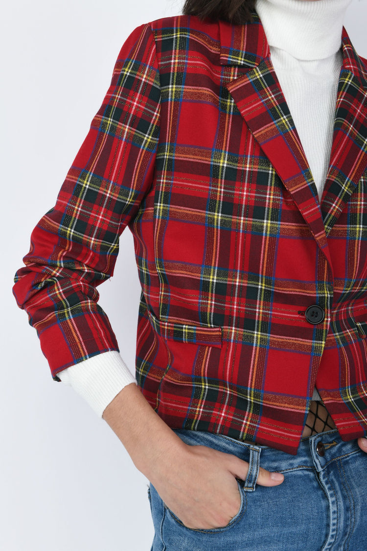 Blazer con motivo tartan