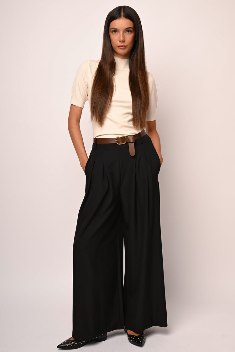 Pantaloni palazzo con cintura