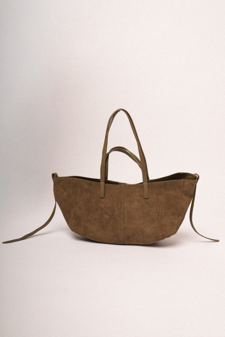 Borsa tote grande in faux suede cioccolato