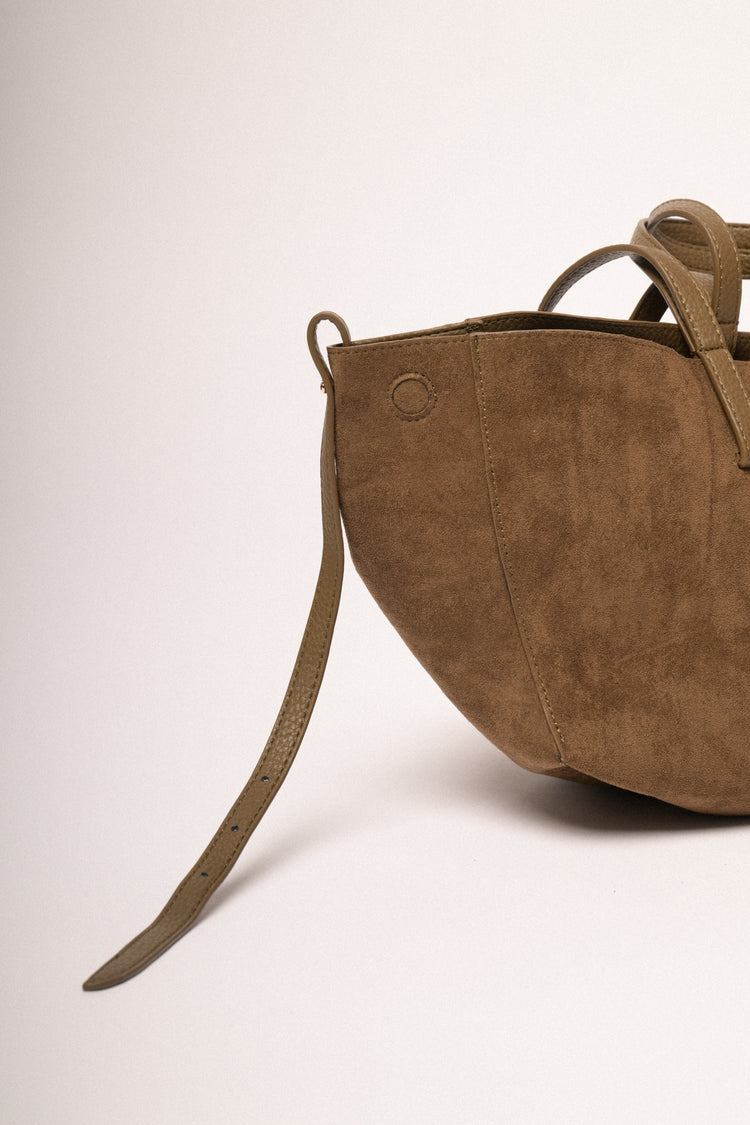 Borsa tote grande in faux suede cioccolato