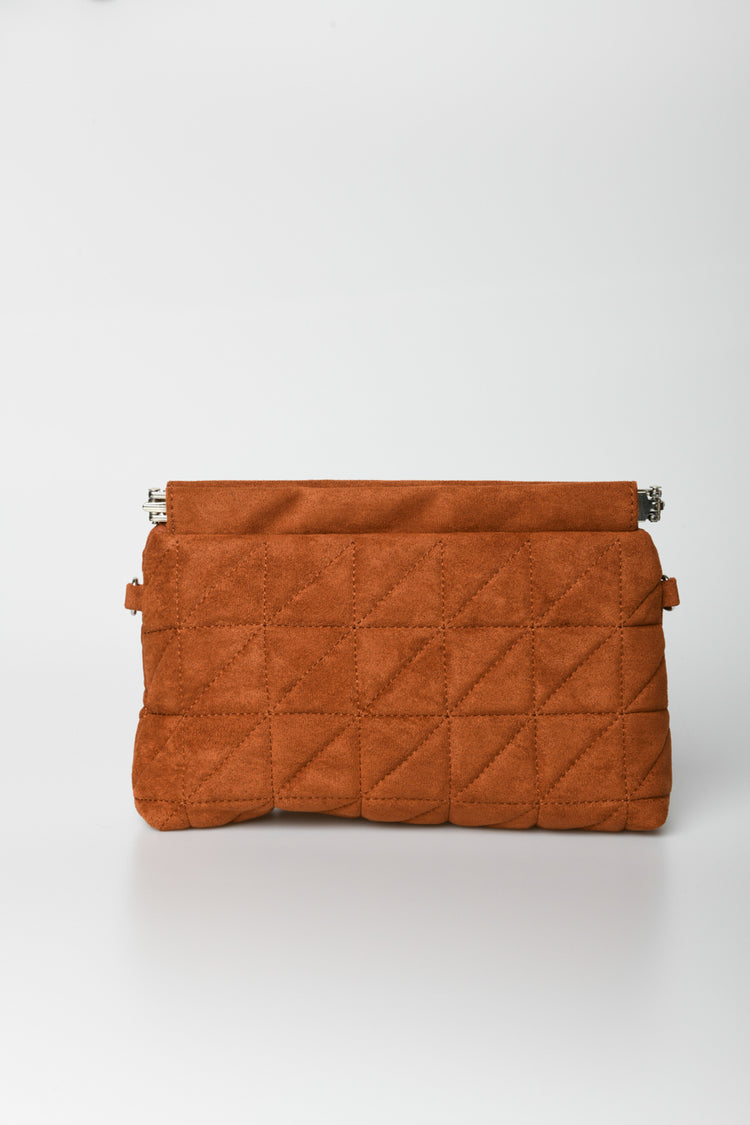 Pochette in faux suede trapuntato