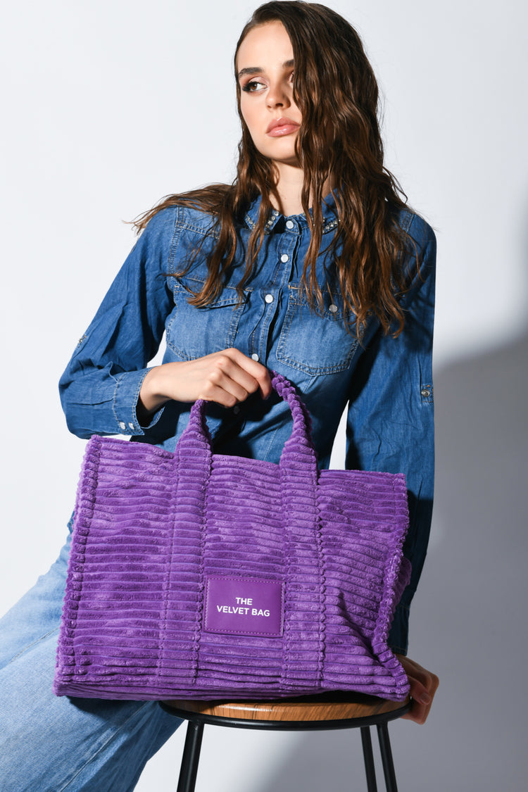 Borsa tote in velluto a coste – Nunalie