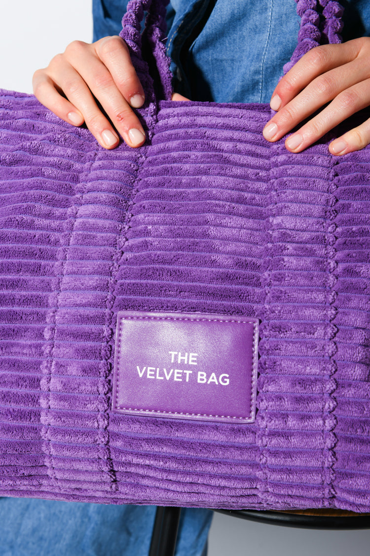 Borsa tote in velluto a coste