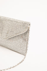 Pochette a busta in strass argento