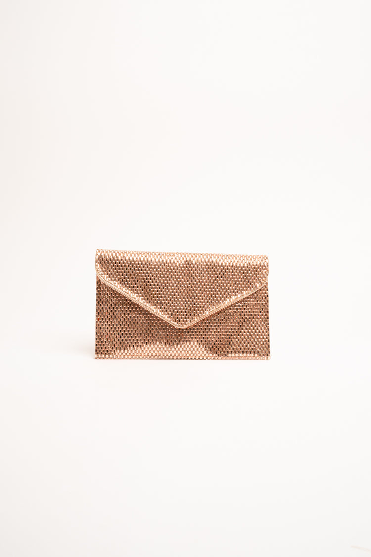 Pochette a busta in strass oro