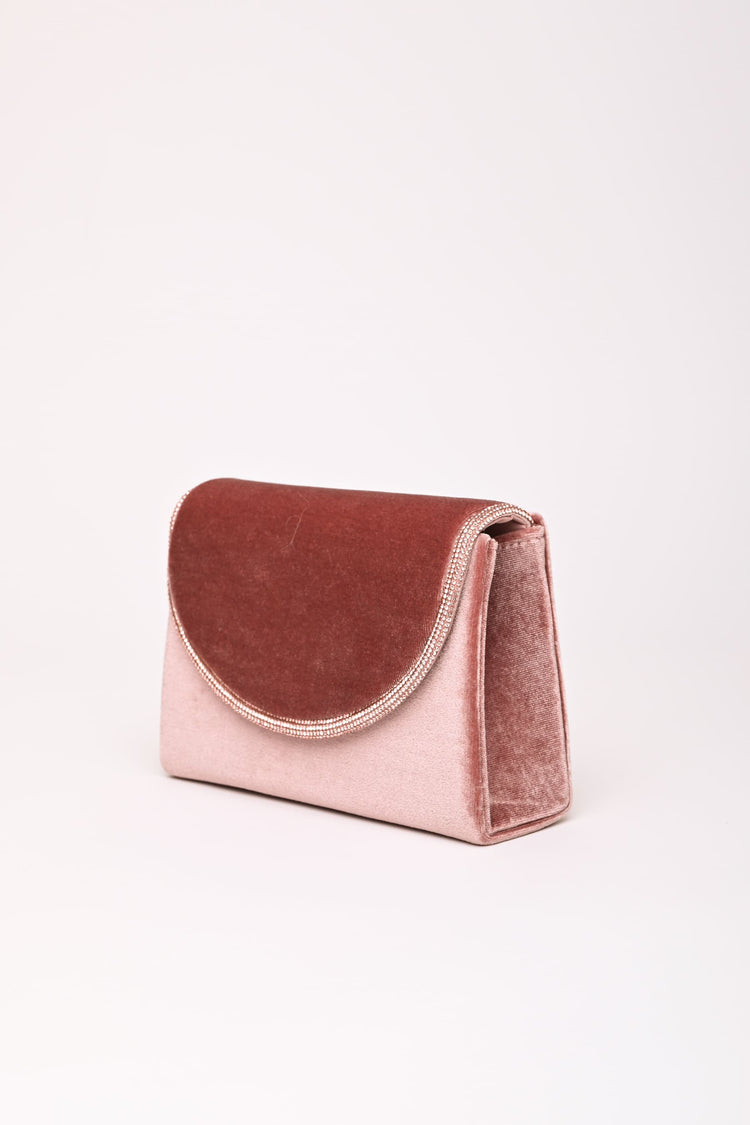 Pochette in velluto con profilo con strass