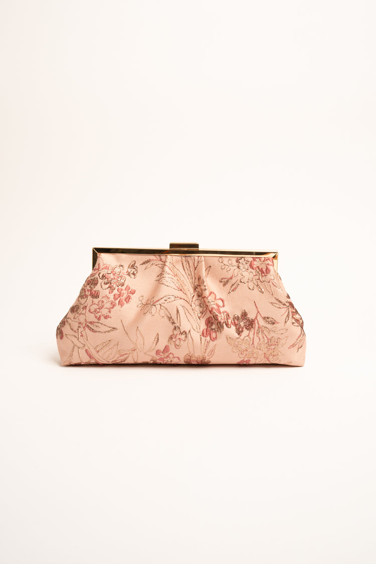 Pochette in jacquard floreale rosa
