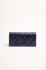 Pochette blu a pieghe diagonali