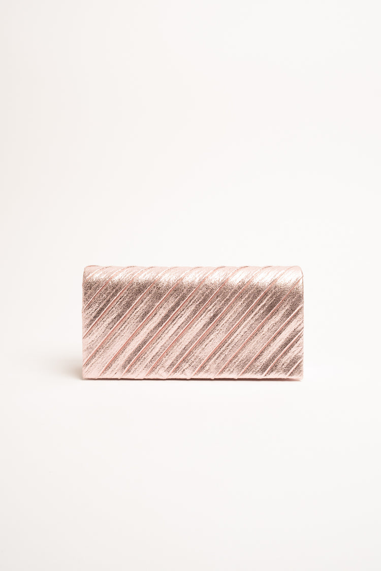 Pochette rosa a pieghe diagonali