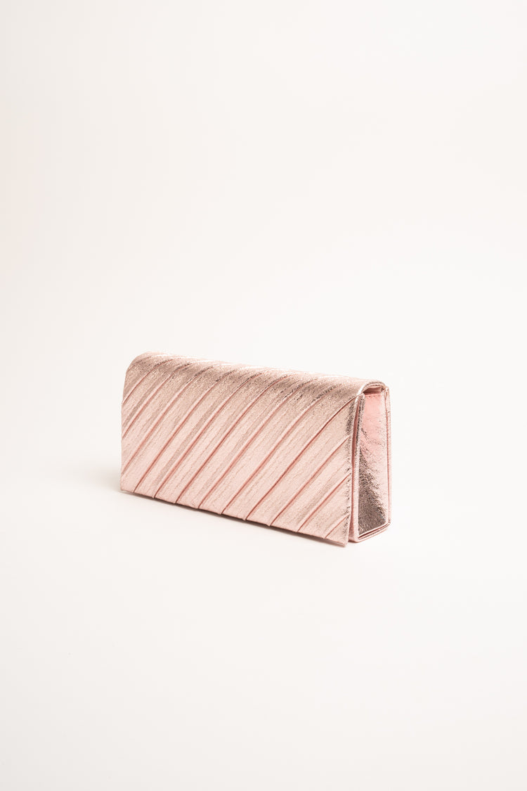Pochette rosa a pieghe diagonali