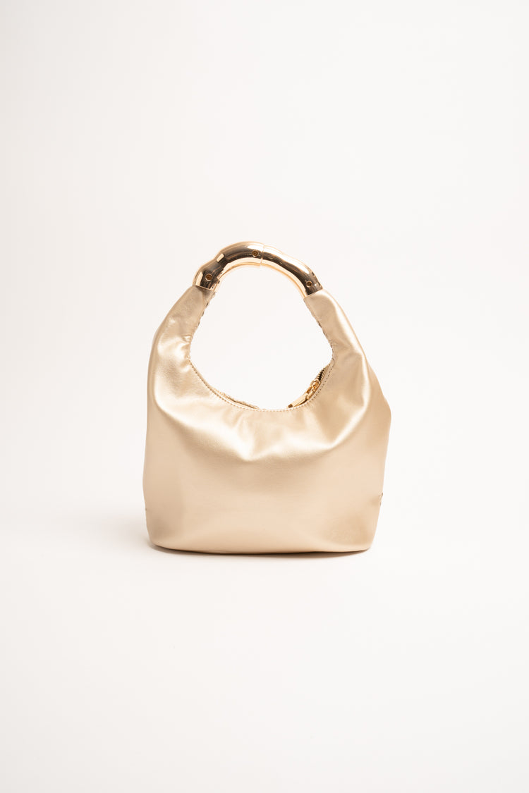 Borsa piccola in similpelle intrecciata oro