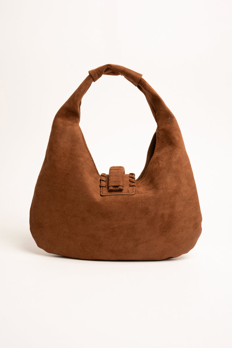 Borsa grande a spalle cognac con frange