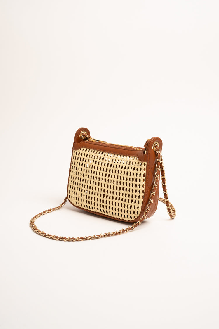 Borsa paglia trafori con pochette