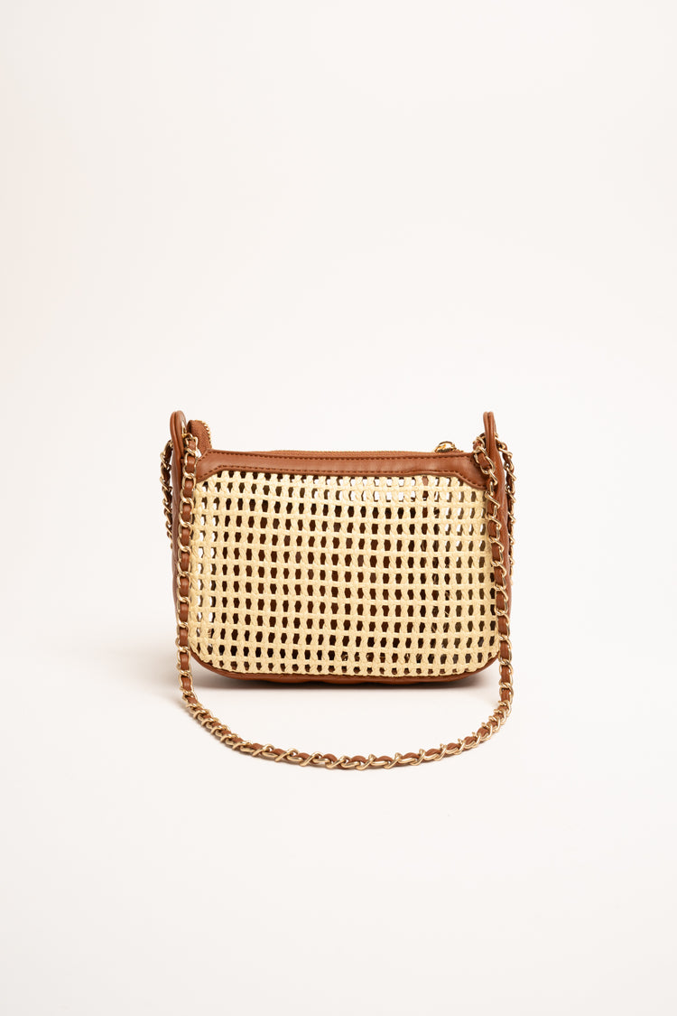 Borsa paglia trafori con pochette