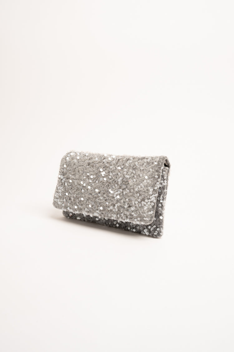 Pochette con paillettes argento