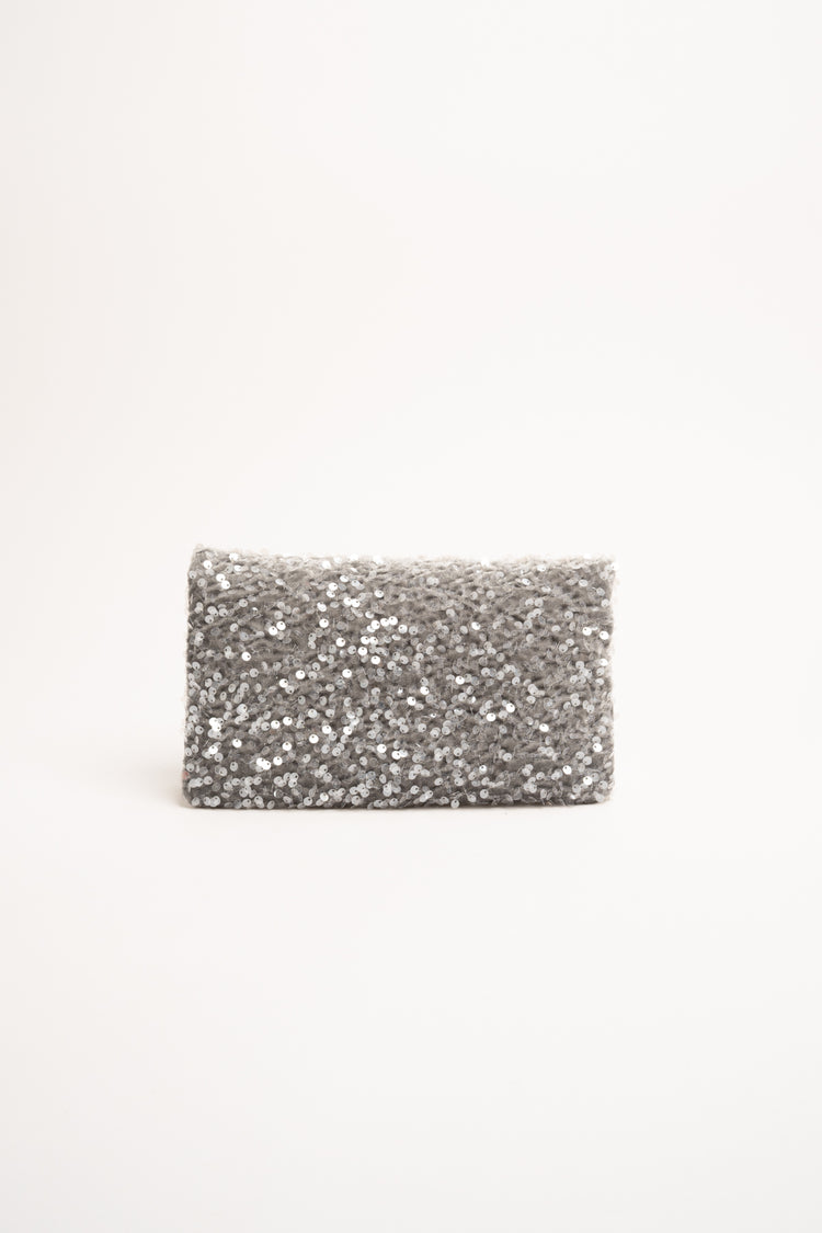 Pochette con paillettes argento