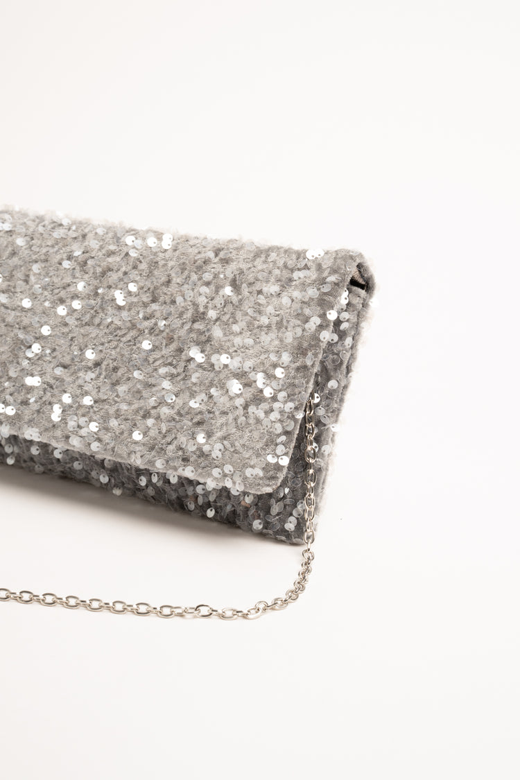 Pochette con paillettes argento