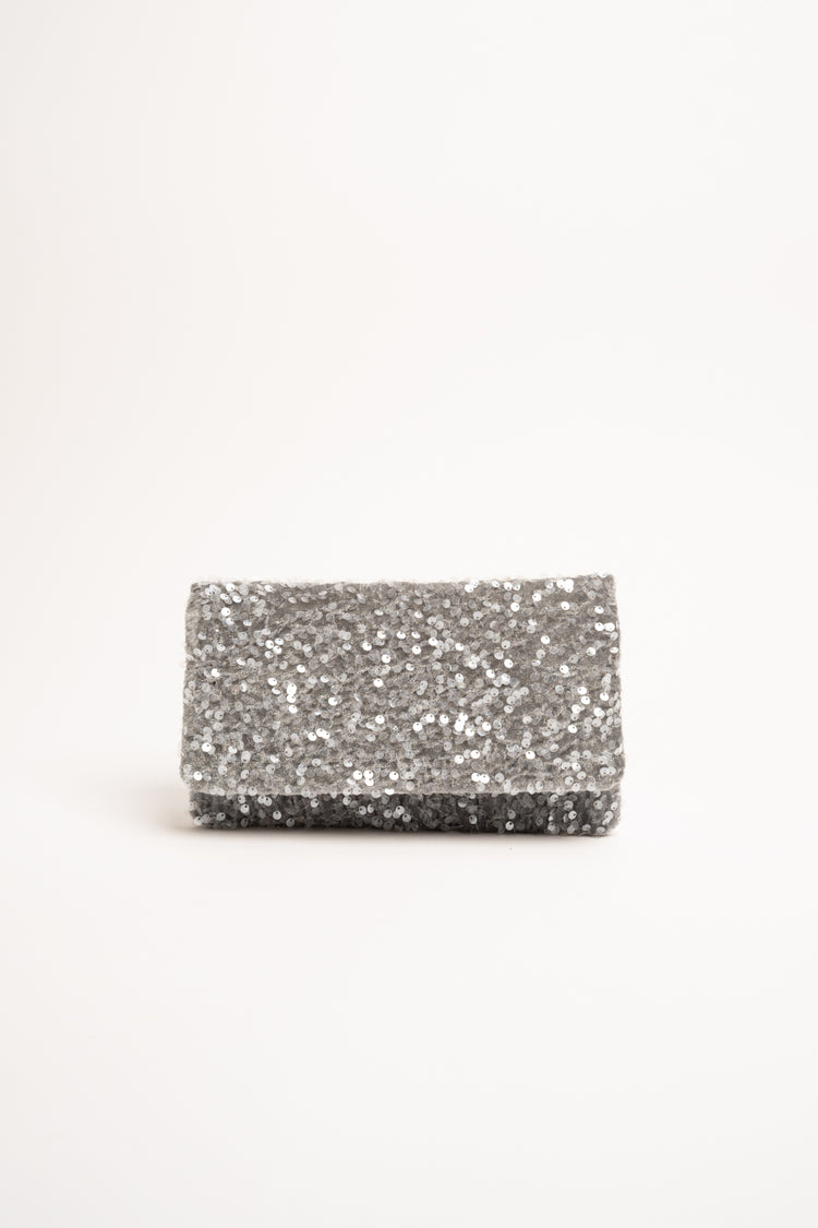 Pochette con paillettes argento