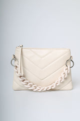 Pochette con motivo chevron e catenella