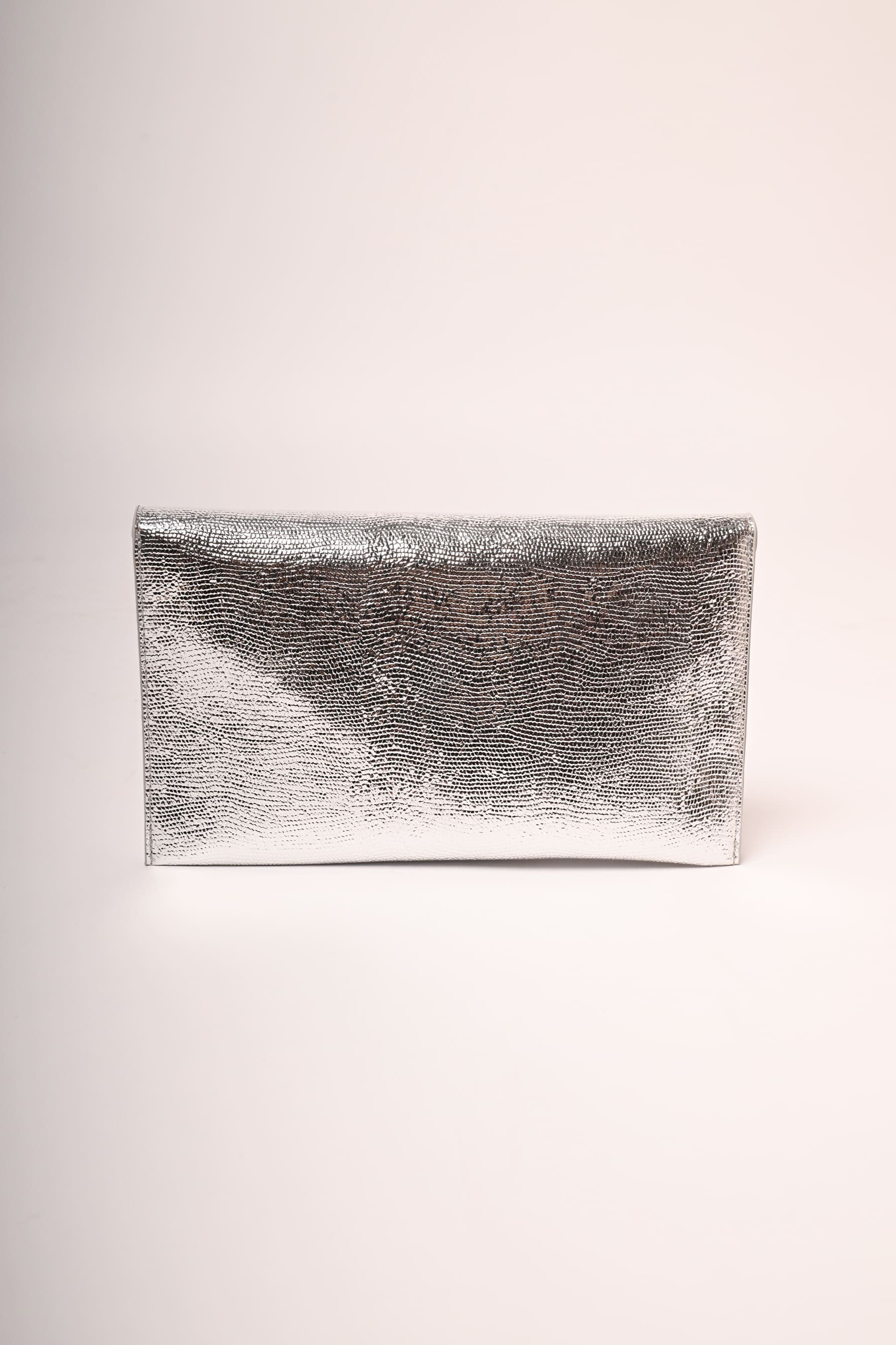 Pochette in similpelle lucida effetto animalier