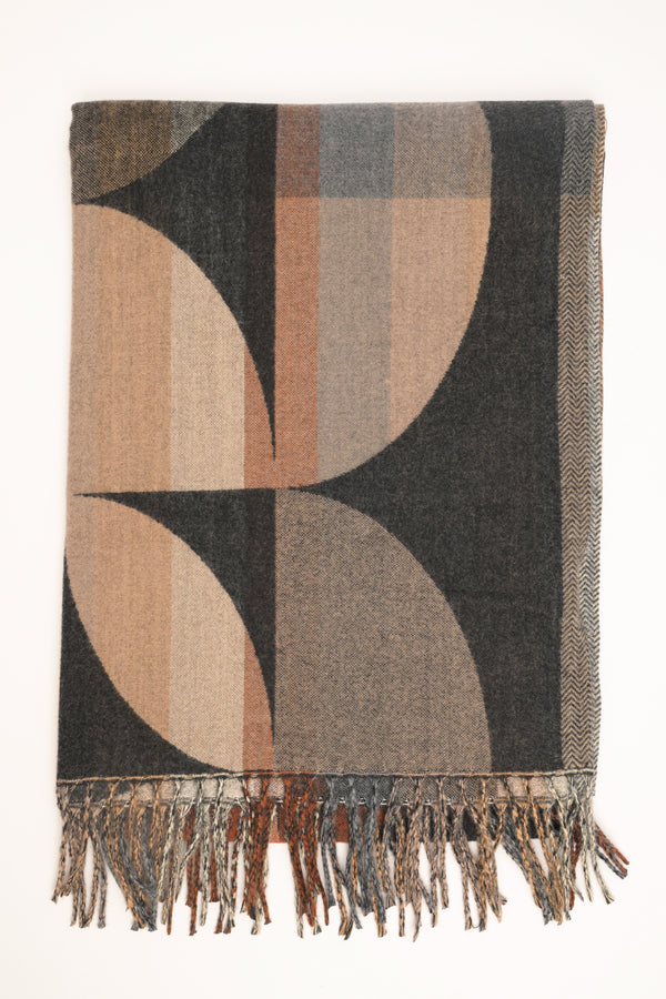 Sciarpa geometrica con frange multicolor