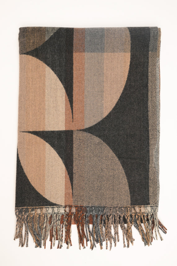Sciarpa geometrica con frange multicolor