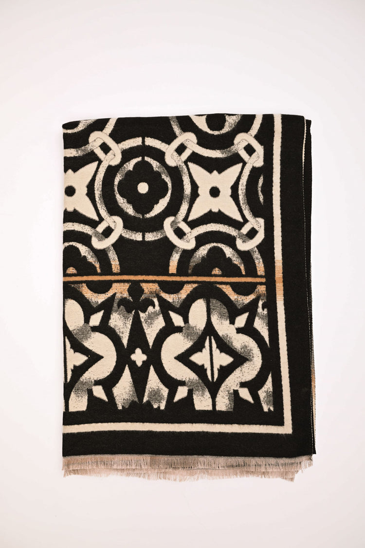 Sciarpa in jacquard geometrico-floreale