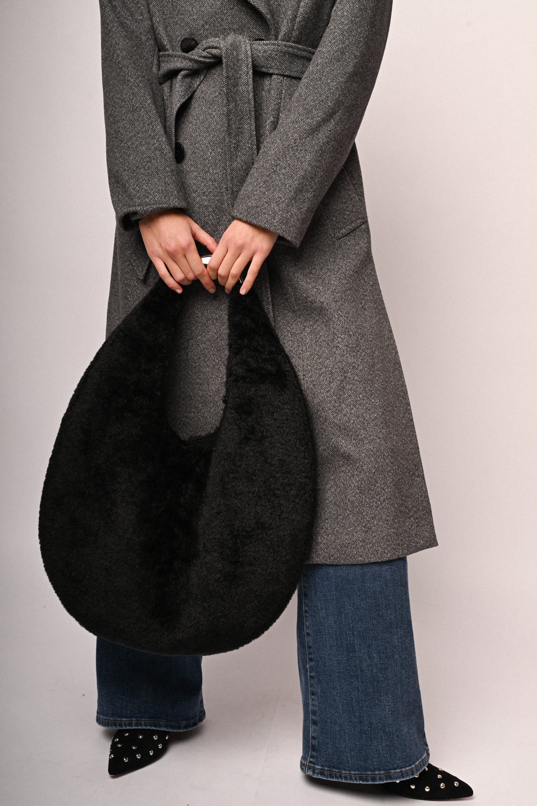 Borsa hobo in faux fur