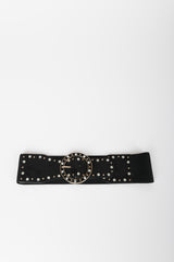 Cintura elastica con strass e borchie