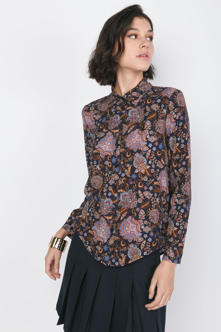 Camicia in viscosa a stampa etnica