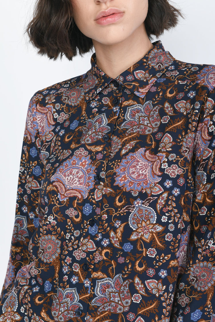 Camicia in viscosa a stampa etnica