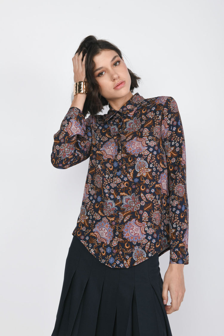 Camicia in viscosa a stampa etnica