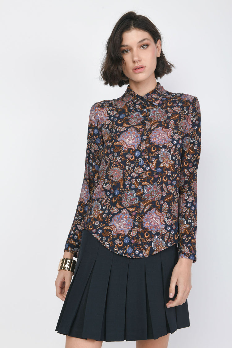 Camicia in viscosa a stampa etnica