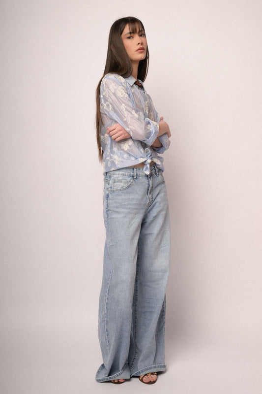 Camicia in organza con ricami