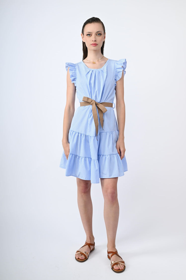 Abito a righe con cintura - Main Image