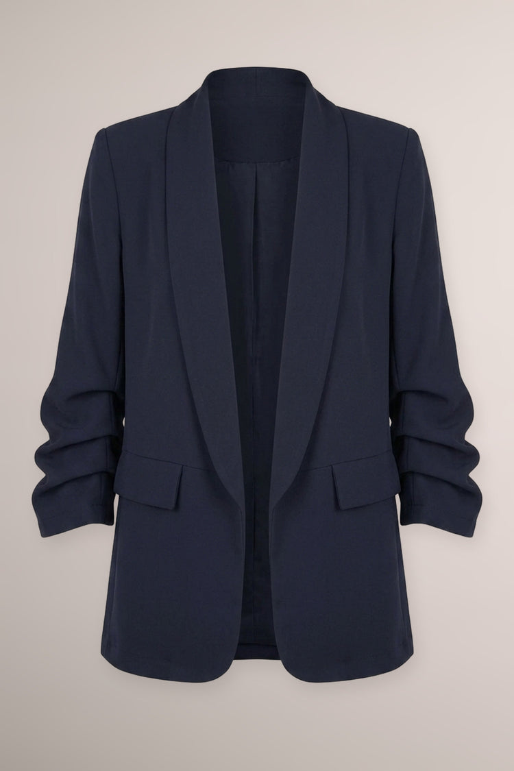 Giacca blu con maniche arricciate