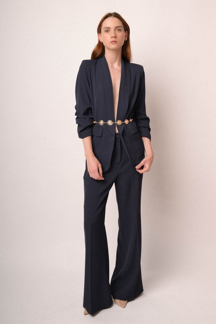 Pantaloni zampa gessato