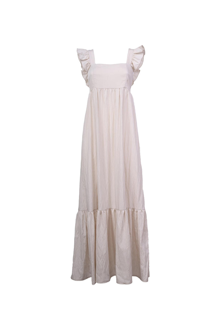 Abito lungo con rouches e punto smock