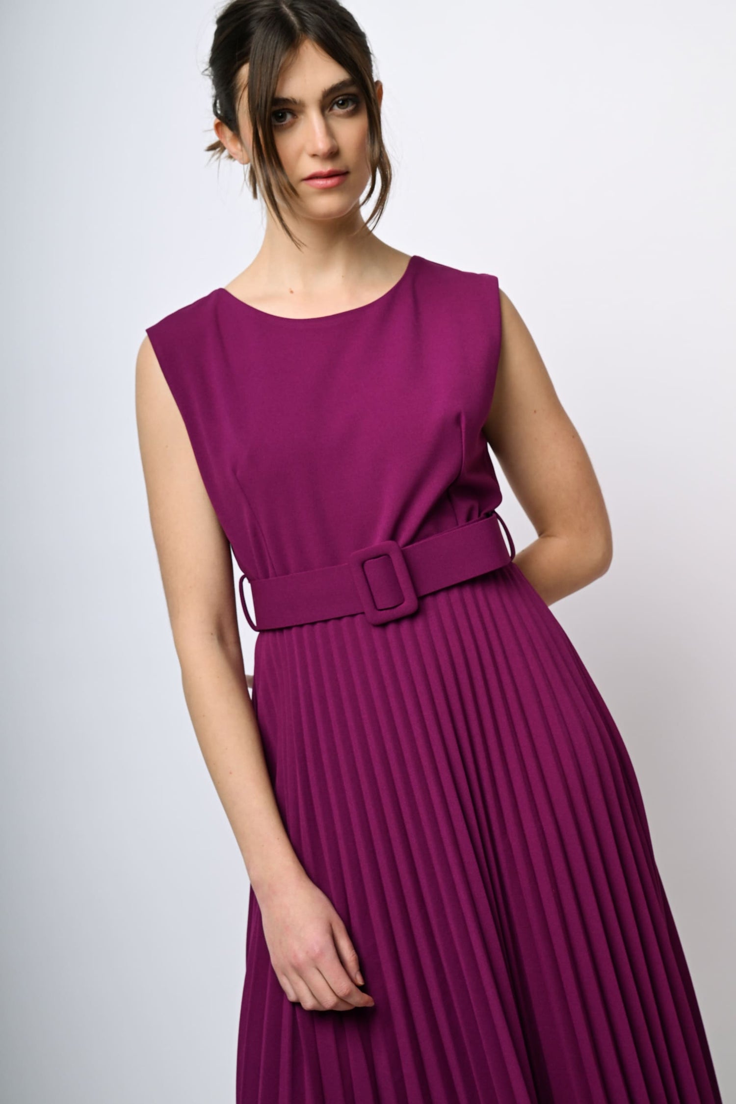 Vestito Corto Vestito Plissettato Con Cintura Abito Plissettato