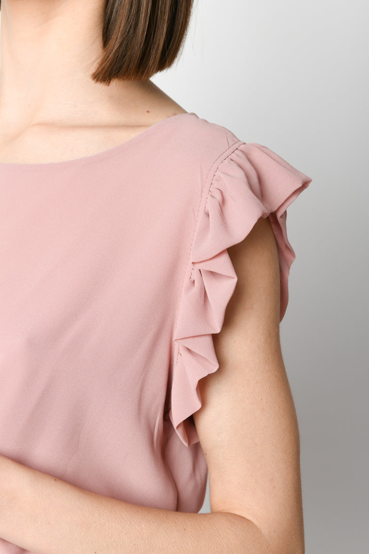 Top crop a punto smock con rouches